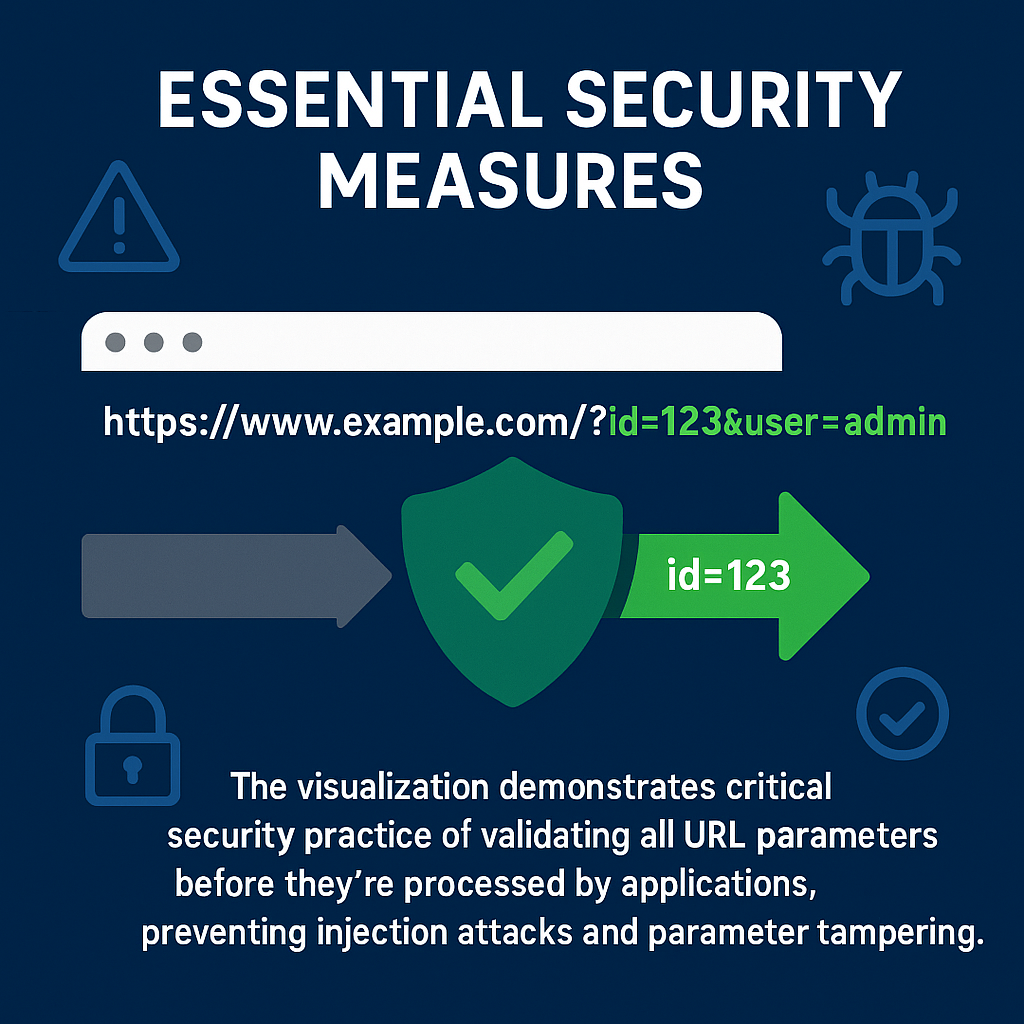 Validate all user input: Every URL parameter needs validation before processing